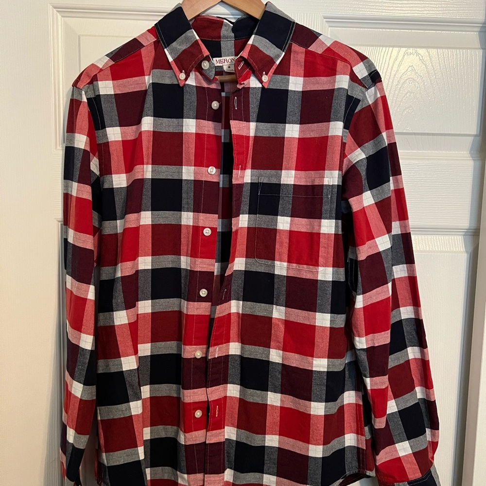 Merona Red and Black Casual Button Down Shirt